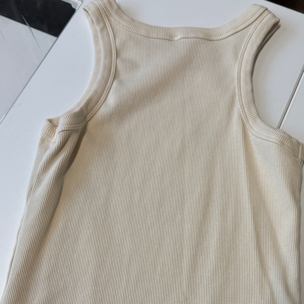 Cream Ribbed Tank Top - Picture 3 of 5